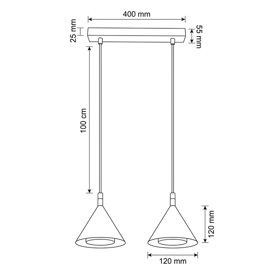 Brilagi - Pendel på wire CONE DOUBLE 2xGX53/15W/230V sort