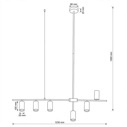 Brilagi - Pendel på wire CRANE 6xGU10/30W/230V sort