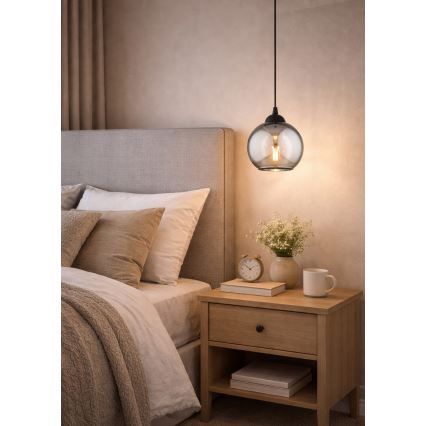 Brilagi - Pendel på wire DIOR 1xE27/60W/230V sort/røggrå