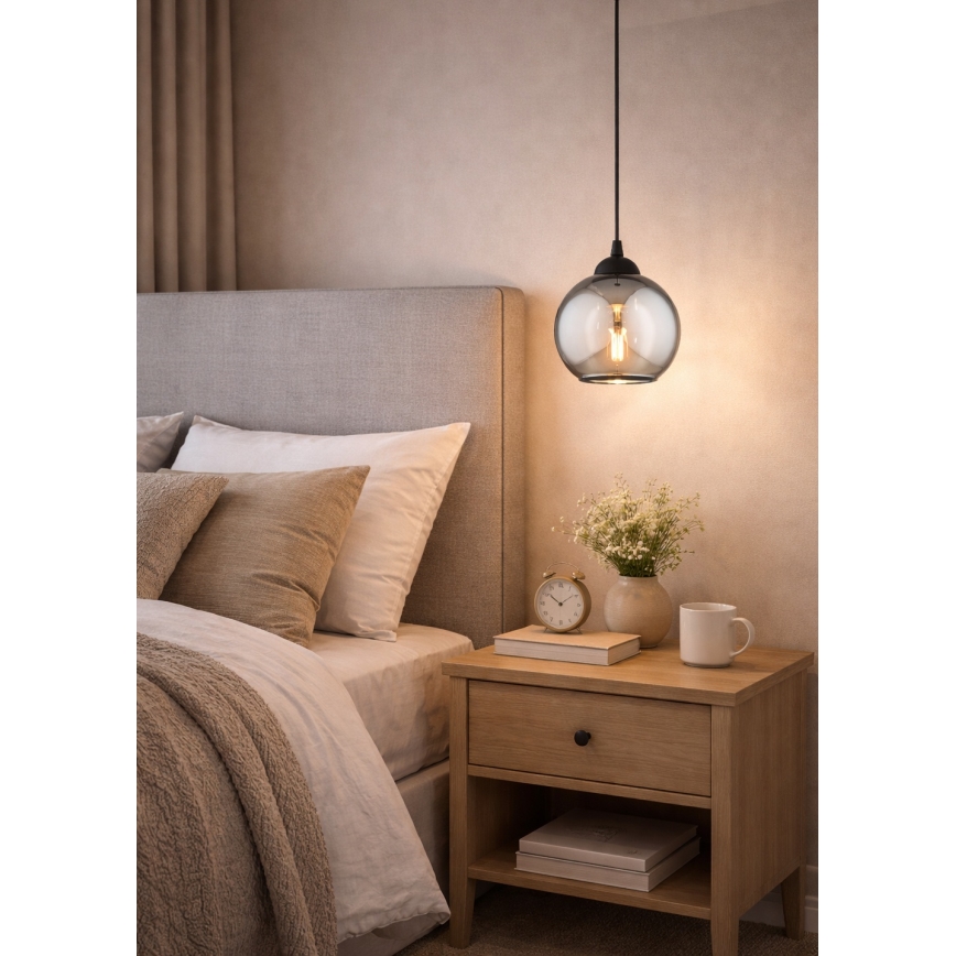 Brilagi - Pendel på wire DIOR 1xE27/60W/230V sort/røggrå