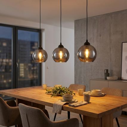 Brilagi - Pendel på wire DIOR 1xE27/60W/230V sort/røggrå