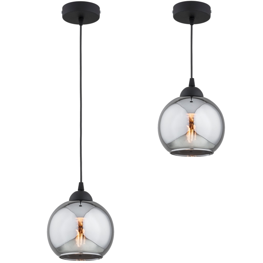 Brilagi - Pendel på wire DIOR 1xE27/60W/230V sort/røggrå