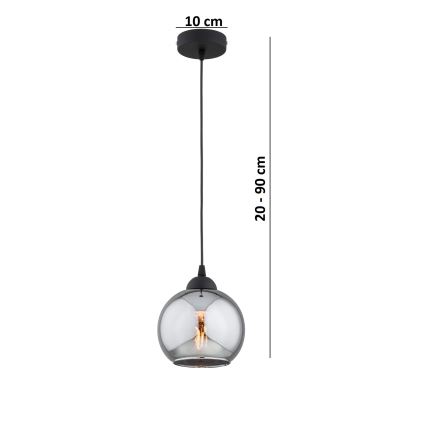 Brilagi - Pendel på wire DIOR 1xE27/60W/230V sort/røggrå