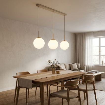 Brilagi - Pendel på wire MILO 3xE27/60W/230V beige/guld