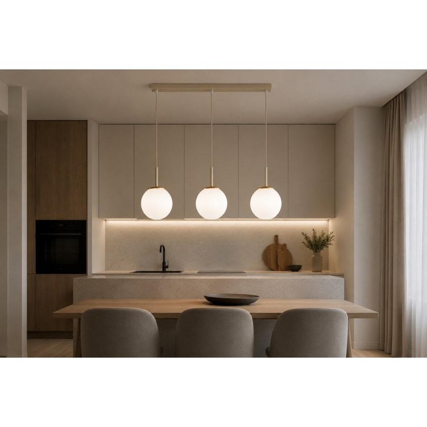 Brilagi - Pendel på wire MILO 3xE27/60W/230V beige/guld