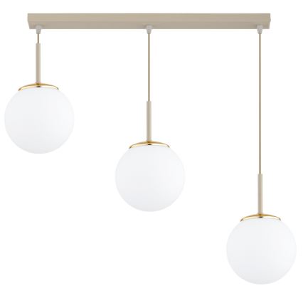 Brilagi - Pendel på wire MILO 3xE27/60W/230V beige/guld
