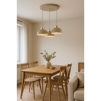 Brilagi - Pendel på wire MOON 3xE27/60W/230V beige/guld