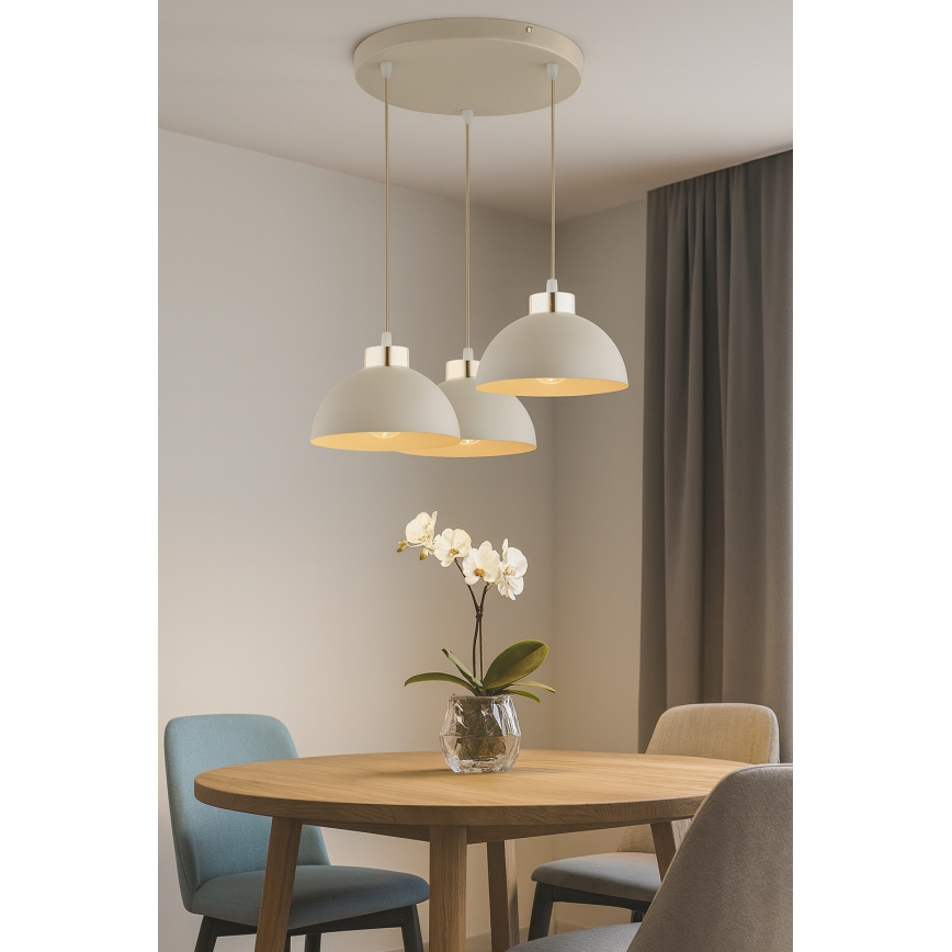 Brilagi - Pendel på wire MOON 3xE27/60W/230V beige/guld