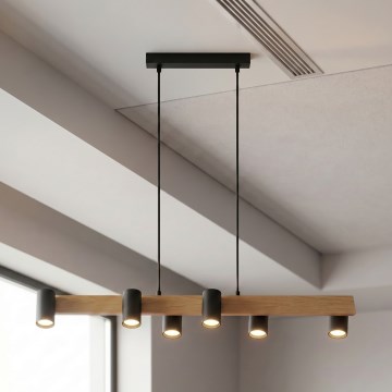 Brilagi - Pendel på wire SELE 6xGU10/30W/230V sort/eg-dekor