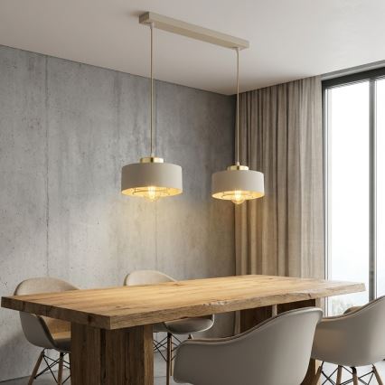 Brilagi - Pendel på wire SPRING 2xE27/60W/230V beige/guld