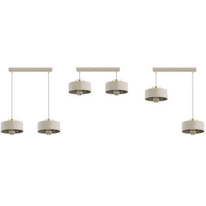 Brilagi - Pendel på wire SPRING 2xE27/60W/230V beige/guld