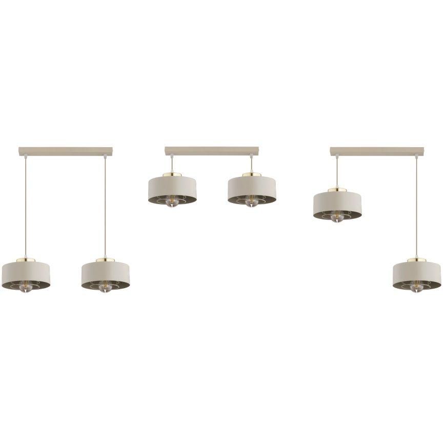 Brilagi - Pendel på wire SPRING 2xE27/60W/230V beige/guld