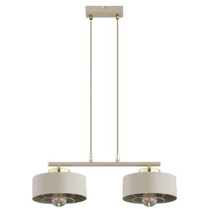 Brilagi - Pendel på wire SPRING 2xE27/60W/230V beige/guld