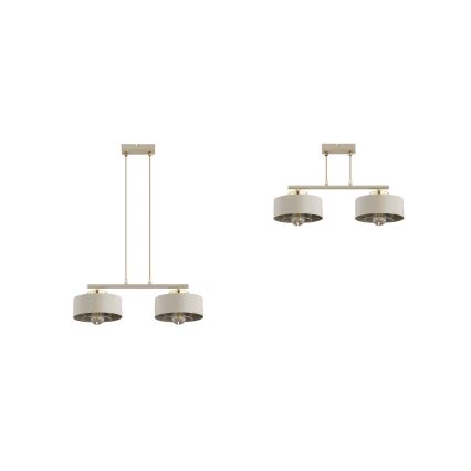 Brilagi - Pendel på wire SPRING 2xE27/60W/230V beige/guld