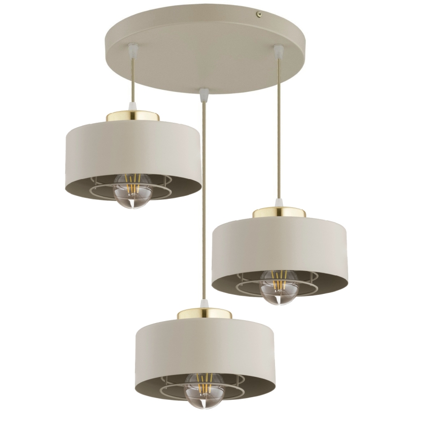 Brilagi - Pendel på wire SPRING 3xE27/60W/230V beige/guld