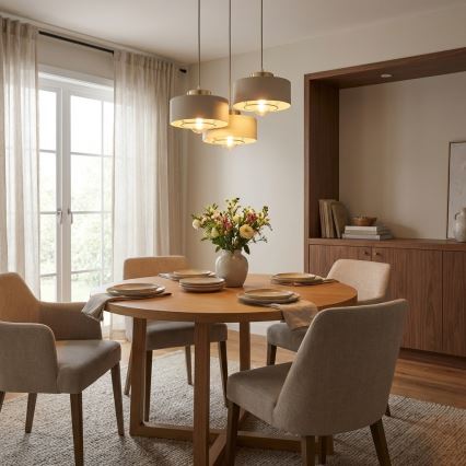 Brilagi - Pendel på wire SPRING 3xE27/60W/230V beige/guld