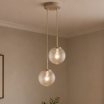 Brilagi - Pendel på wire STELLA 2xE27/60W/230V beige/guld