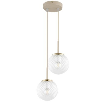 Brilagi - Pendel på wire STELLA 2xE27/60W/230V beige/guld