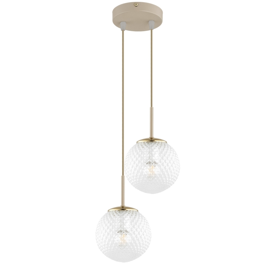 Brilagi - Pendel på wire STELLA 2xE27/60W/230V beige/guld
