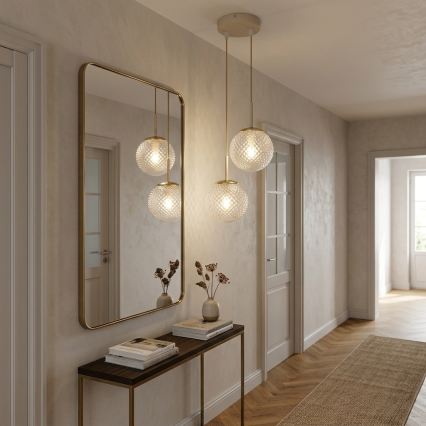 Brilagi - Pendel på wire STELLA 2xE27/60W/230V beige/guld