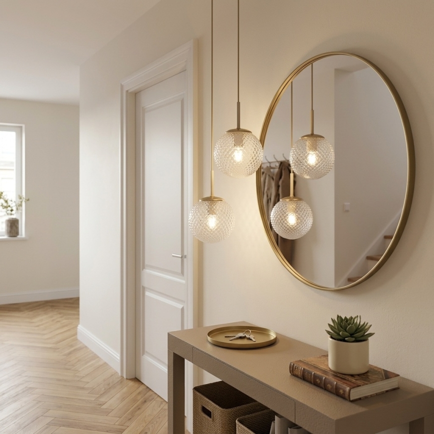 Brilagi - Pendel på wire STELLA 2xE27/60W/230V beige/guld