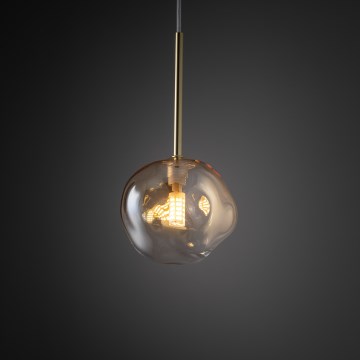 Brilagi - Pendel på wire VULCANO 1xG9/8W/230V Ø 15 cm guld/røget beige