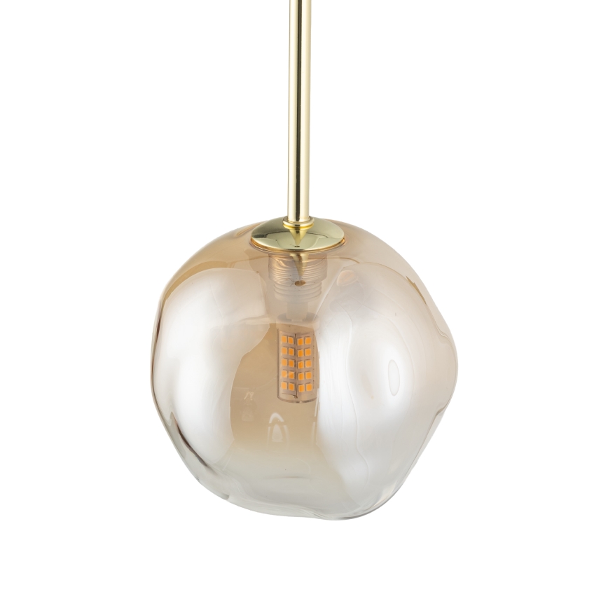 Brilagi - Pendel på wire VULCANO 1xG9/8W/230V Ø 15 cm guld/røget beige