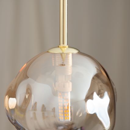 BRILAGI - Pendel på wire VULCANO 1xG9/8W/230V Ø 15 cm guld/røget beige