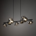 Brilagi - Pendel på wire VULCANO 9xG9/8W/230V sort/røgfarvet glas