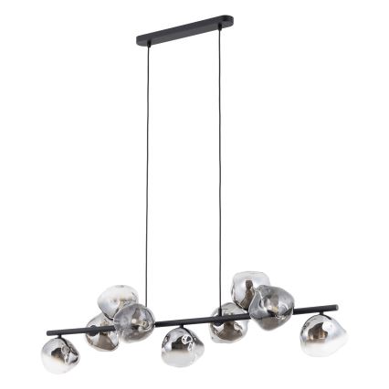 Brilagi - Pendel på wire VULCANO 9xG9/8W/230V sort/røgfarvet glas