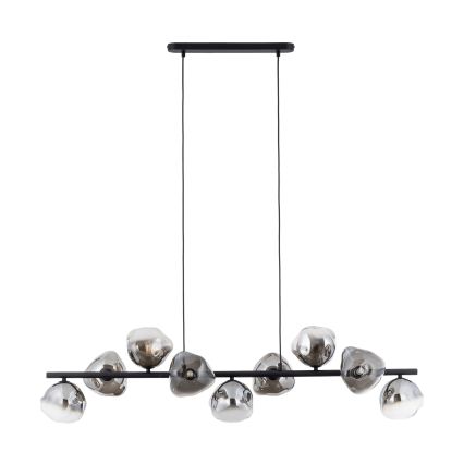 Brilagi - Pendel på wire VULCANO 9xG9/8W/230V sort/røgfarvet glas