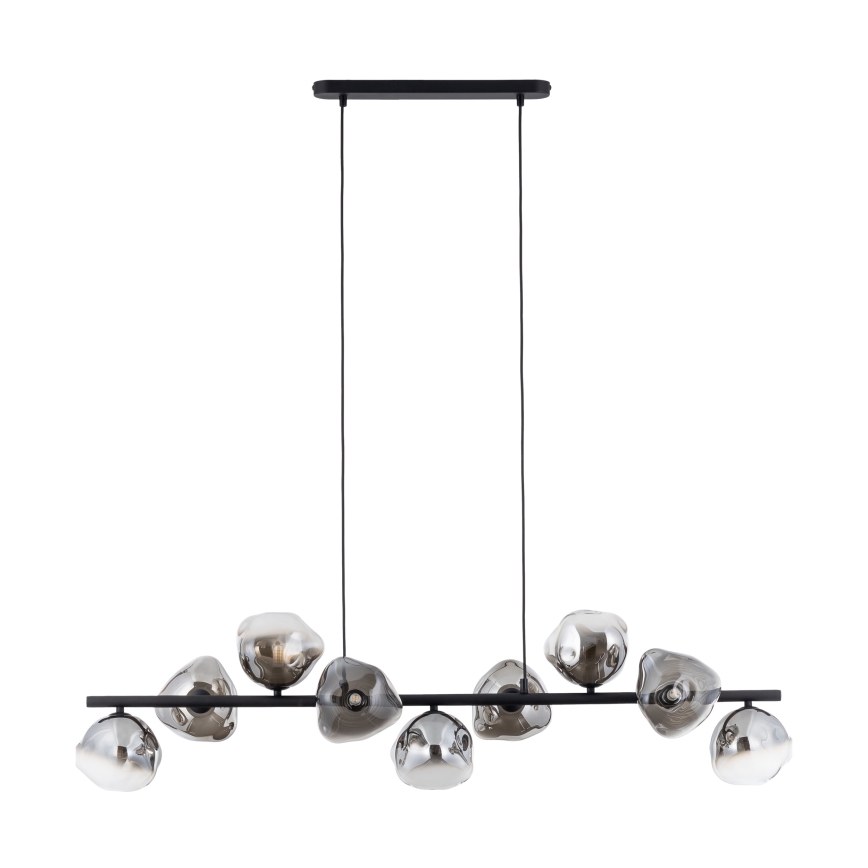 Brilagi - Pendel på wire VULCANO 9xG9/8W/230V sort/røgfarvet glas