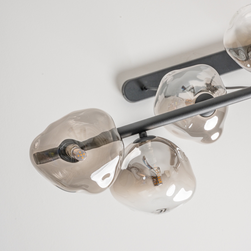 BRILAGI - Pendel på wire VULCANO 9xG9/8W/230V sort/røgfarvet glas