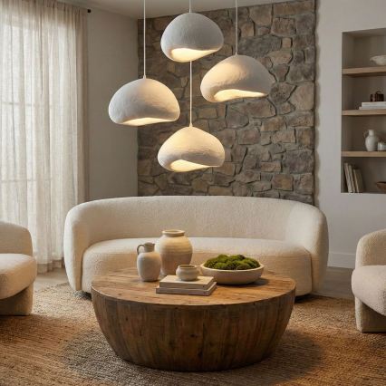 Brilagi - Pendel på wire WABI SABI 4xE27/40W/230V Ø 95 cm hvid