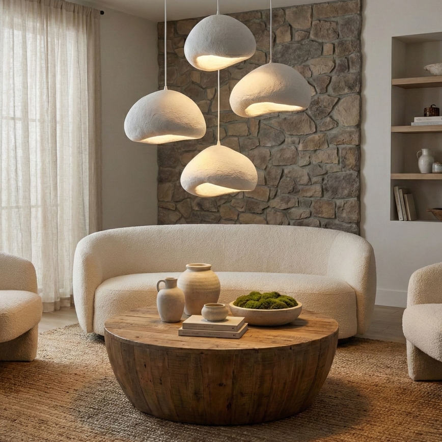 Brilagi - Pendel på wire WABI SABI 4xE27/40W/230V Ø 95 cm hvid