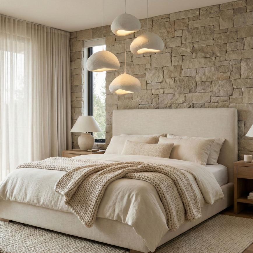 Brilagi - Pendel på wire WABI SABI 4xE27/40W/230V Ø 95 cm hvid