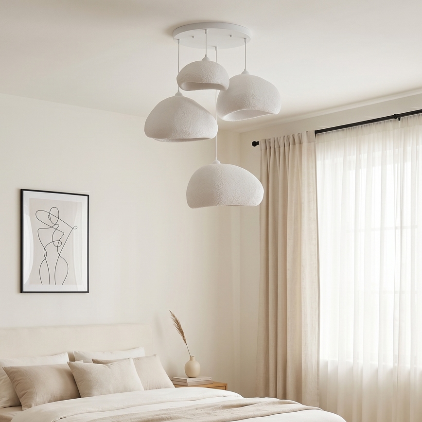 Brilagi - Pendel på wire WABI SABI 4xE27/40W/230V Ø 95 cm hvid