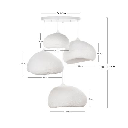 Brilagi - Pendel på wire WABI SABI 4xE27/40W/230V Ø 95 cm hvid