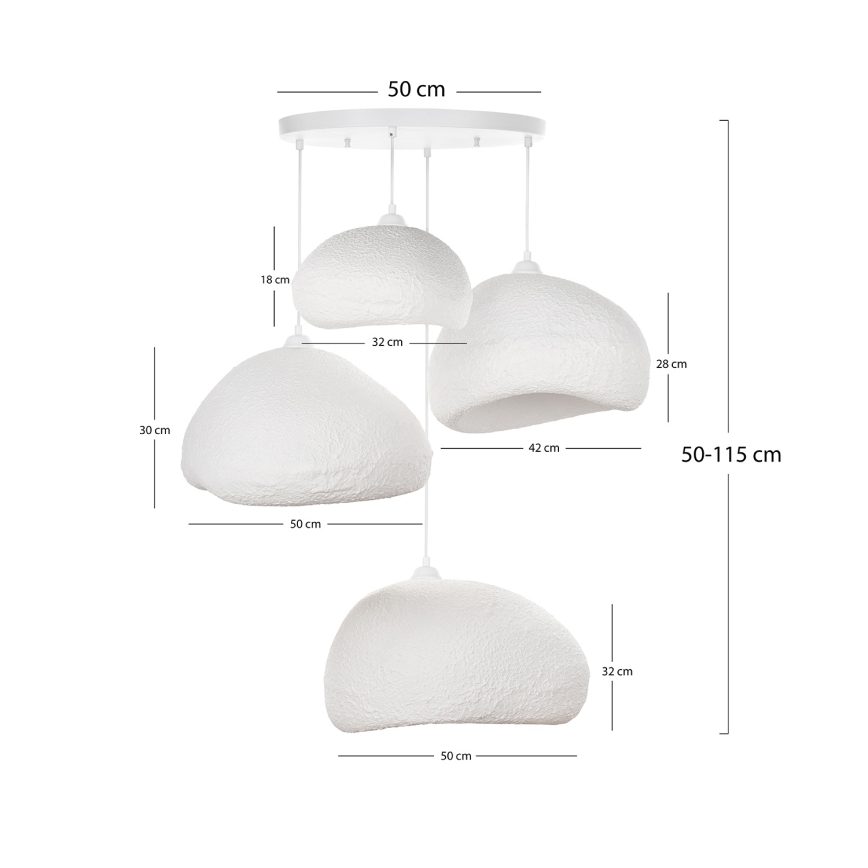 Brilagi - Pendel på wire WABI SABI 4xE27/40W/230V Ø 95 cm hvid
