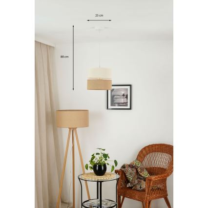 Brilagi - Pendel ROYAL YUTE 1xE27/15W/230V diameter 25 cm beige/cremefarvet
