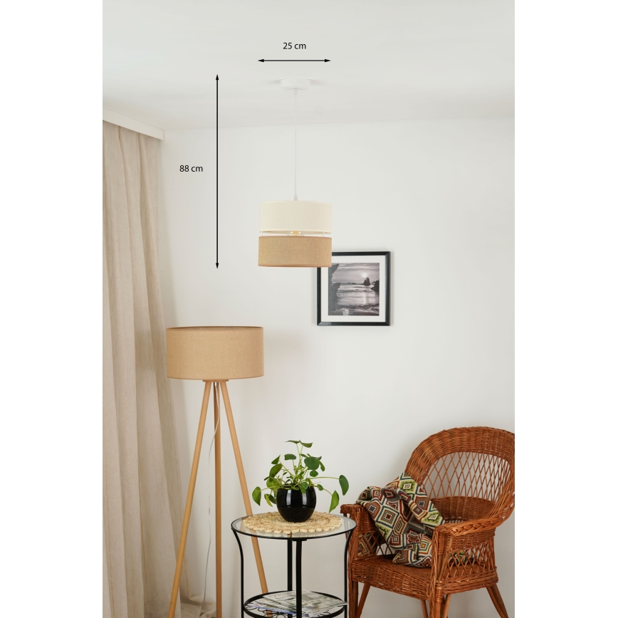 Brilagi - Pendel ROYAL YUTE 1xE27/15W/230V diameter 25 cm beige/cremefarvet