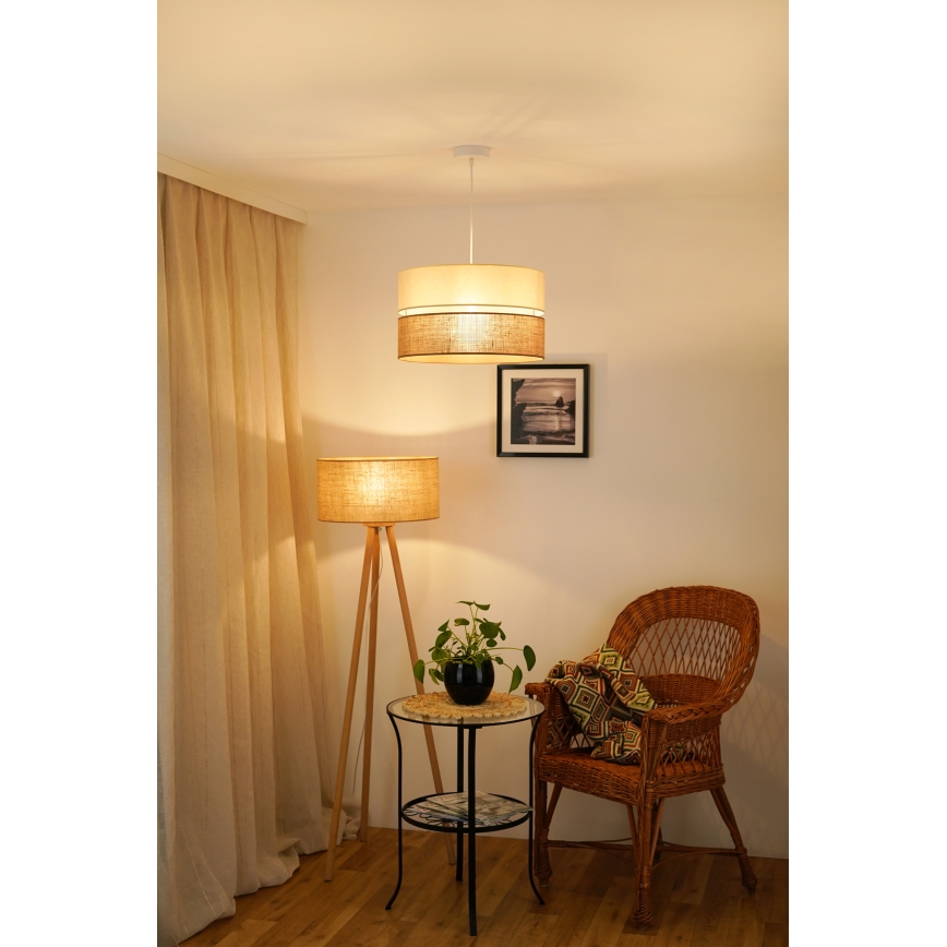 Brilagi - Pendel ROYAL YUTE 1xE27/15W/230V diameter 40 cm beige/cremefarvet