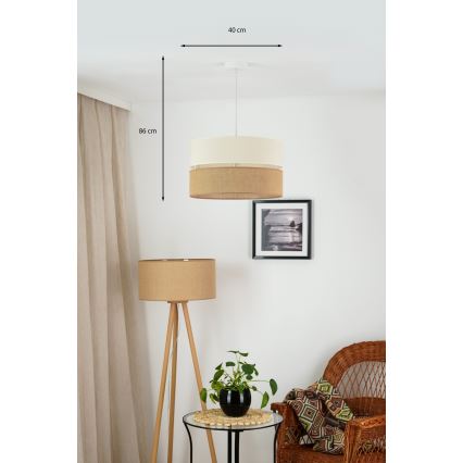 Brilagi - Pendel ROYAL YUTE 1xE27/15W/230V diameter 40 cm beige/cremefarvet