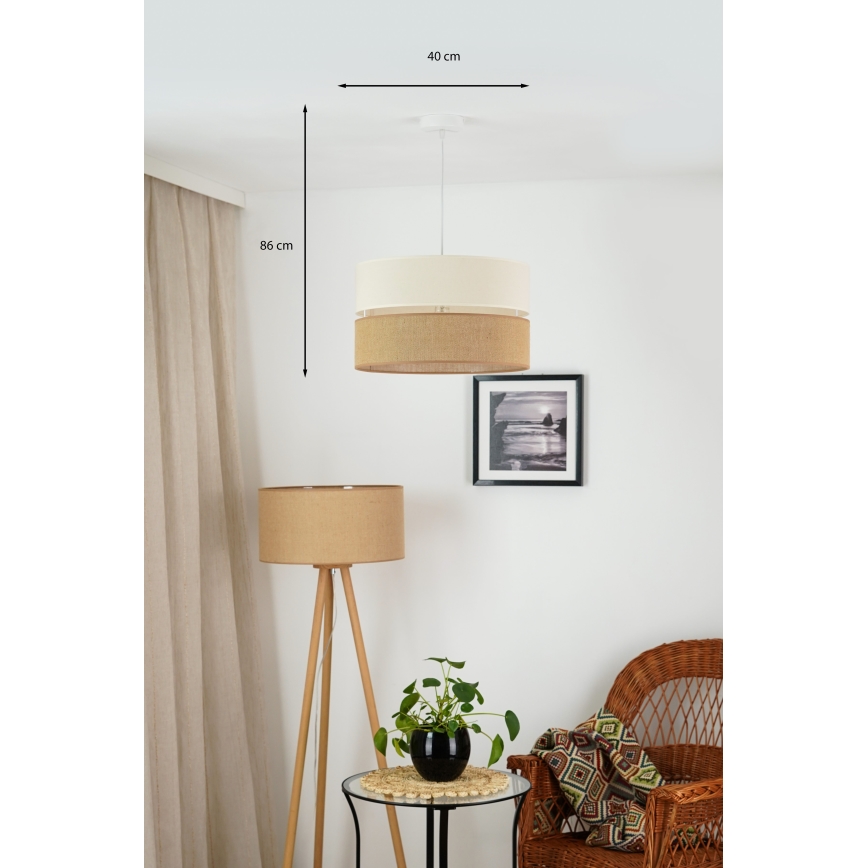 Brilagi - Pendel ROYAL YUTE 1xE27/15W/230V diameter 40 cm beige/cremefarvet