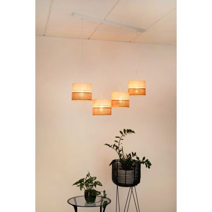 Brilagi - Pendel ROYAL YUTE 4xE27/15W/230V beige/cremefarvet/hvid