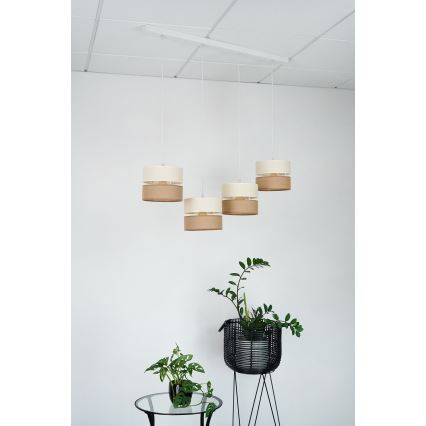 Brilagi - Pendel ROYAL YUTE 4xE27/15W/230V beige/cremefarvet/hvid