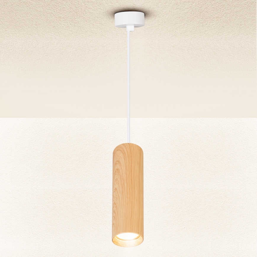 Brilagi - Pendel SELE 1xGU10/30W/230V hvid/egetræsdekor