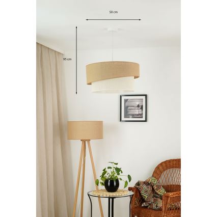 Brilagi - Pendel SHINE 1xE27/15W/230V diameter 50 cm beige/cremefarvet