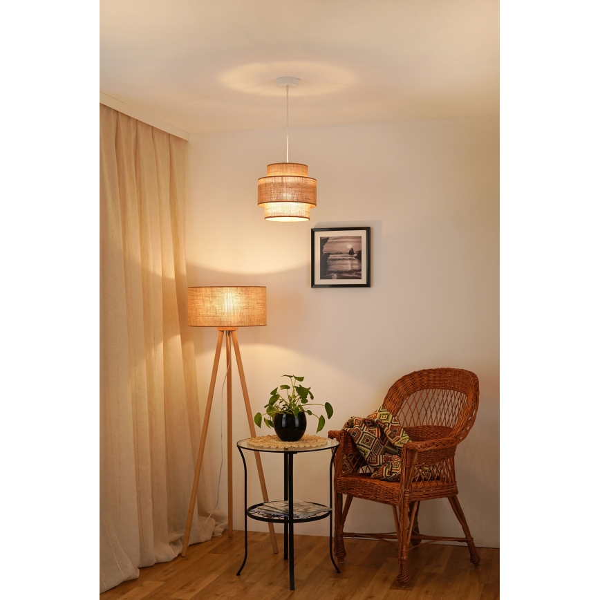 Brilagi - Pendel SPACE YUTE 1xE27/15W/230V diameter 25 cm beige/hvid