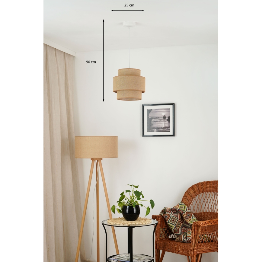 Brilagi - Pendel SPACE YUTE 1xE27/15W/230V diameter 25 cm beige/hvid